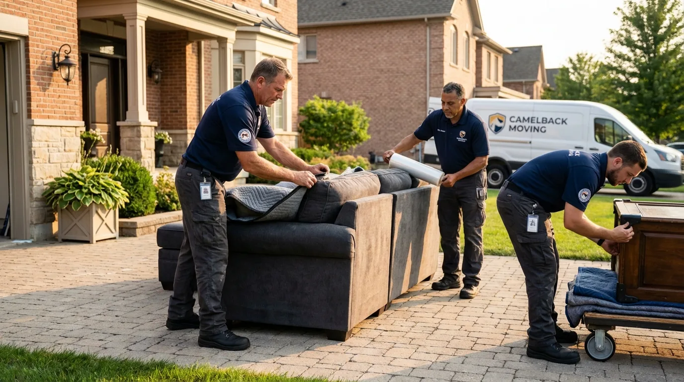 Large estate moving crew wrapping furniture in Frostburg, MD